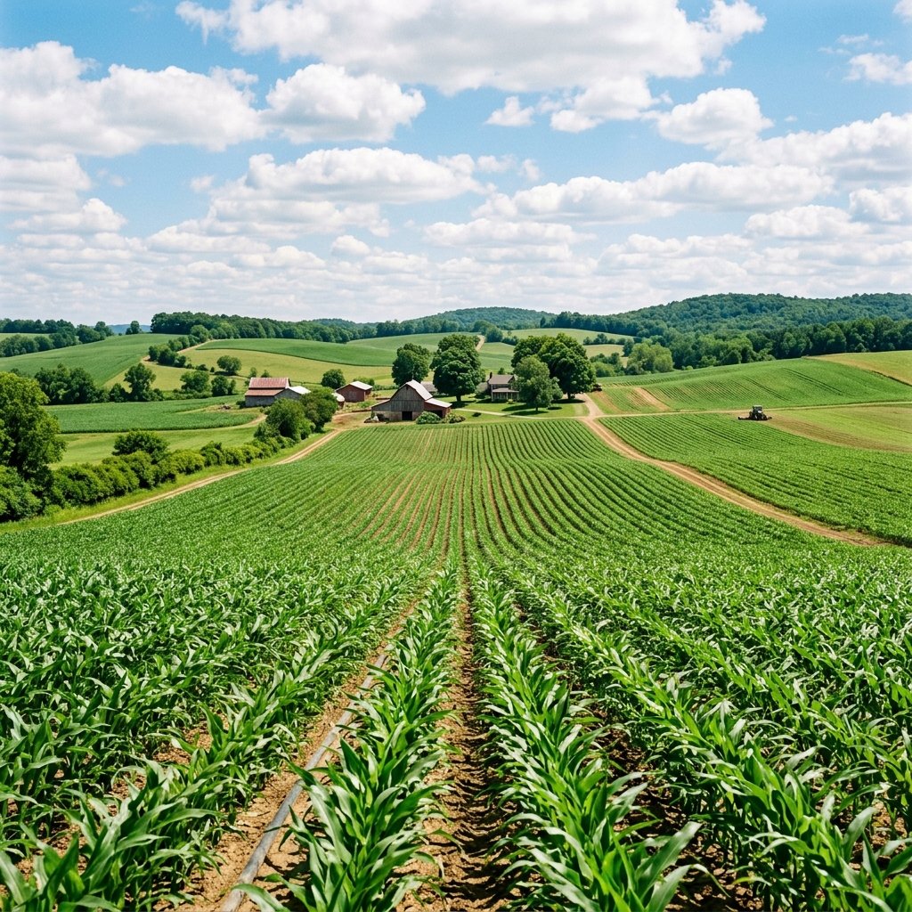 Lush Healthy Green Crop Rows